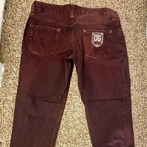 Men's Dolce & Gabbana Burgundy Classic Denim with Logo Tag